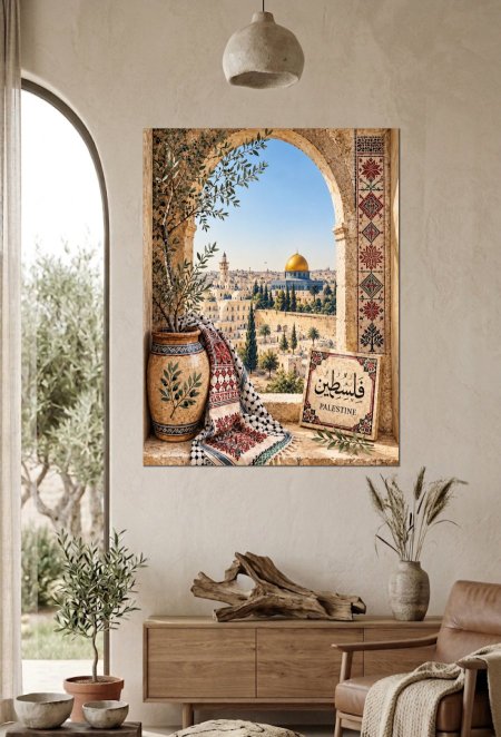 قبة الصخرة مع كلمة فلسطين